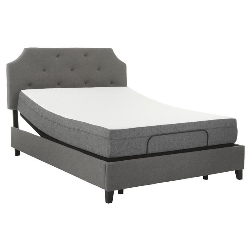 Pemberly Row Queen Foam Mattress and H Adjustable Bed Base in White
