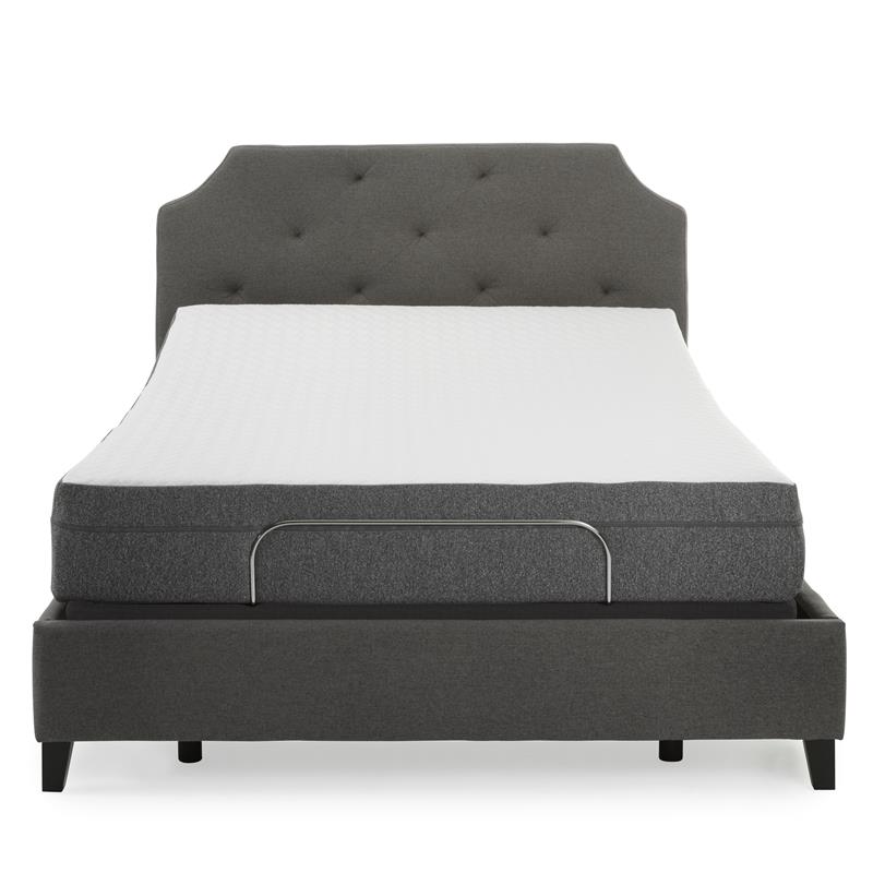 Pemberly Row Queen Foam Mattress and P Adjustable Bed Base in White