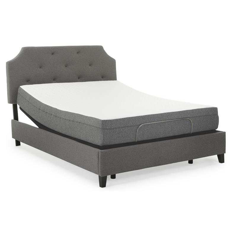 Pemberly Row Queen Foam Mattress and P Adjustable Bed Base in White