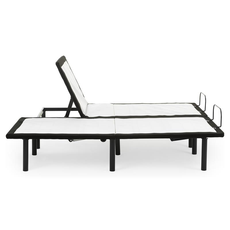 Pemberly Row Flippable King Split Mattress and H Bed Base in White