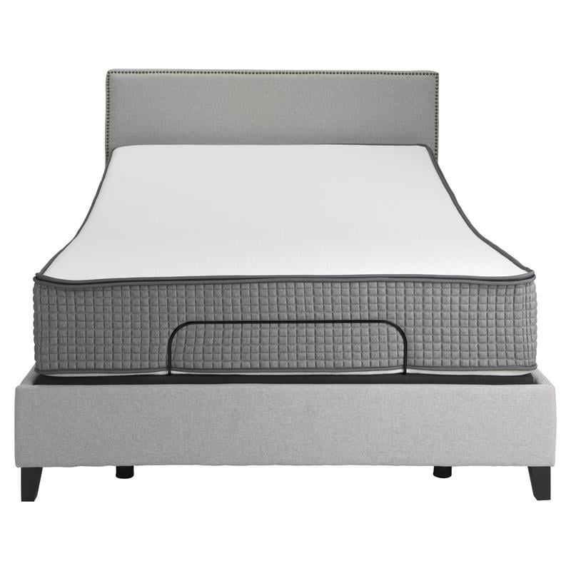 Pemberly Row Flippable Queen Mattress and H Bed Base in White