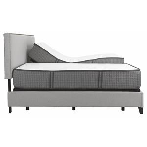 Pemberly Row Modern Metal/Fabric Soft Cal King Split Mattress & G Bed in White