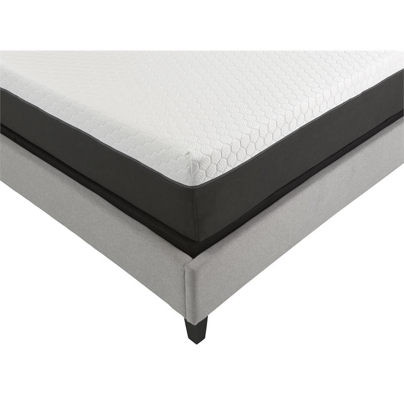 Pemberly Row Modern Fabric/Metal King Mattress & 2 Adjustable Bed in White