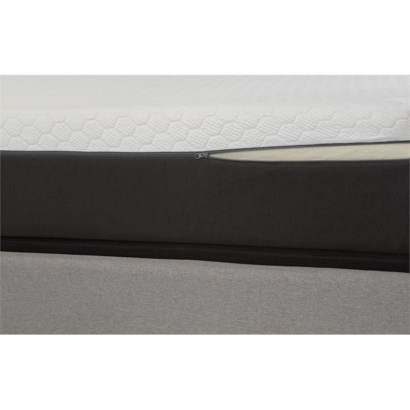 Pemberly Row Modern Fabric/Metal King Mattress & 2 Adjustable Bed in White