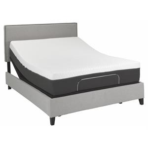 Pemberly Row Modern Fabric/Metal King Mattress & 2 Adjustable Bed in White