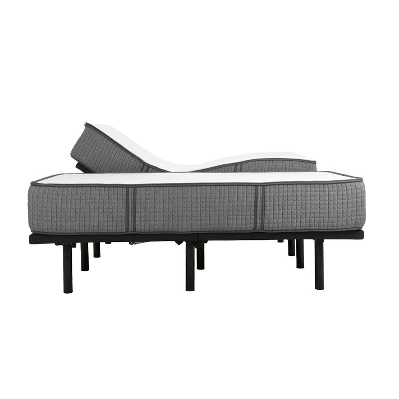 Pemberly Row ModernFabric/Metal King Split Mattress & 2 Bed in White