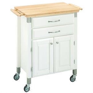 pemberly row wooden kitchen cart in white and natural