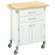 Pemberly Row Wooden Kitchen Cart in White and Natural