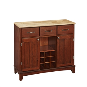 pemberly row 3 drawer wooden wine rack buffet in cherry and natural