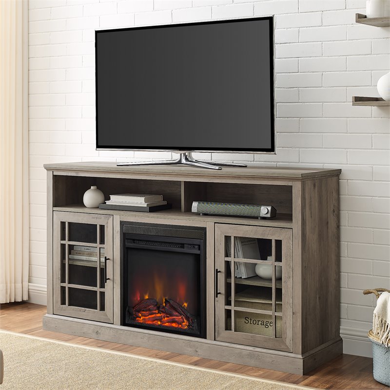 Pemberly Row Transitional Wood Fireplace TV Stand for TVs up to 58