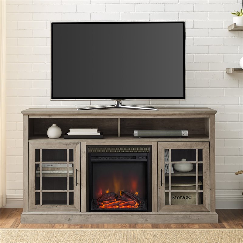 Pemberly Row Transitional Wood Fireplace TV Stand for TVs up to 58