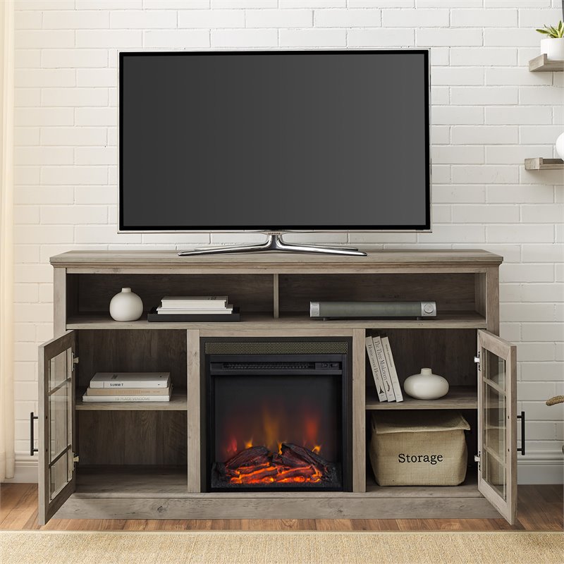 Pemberly Row Transitional Wood Fireplace TV Stand for TVs up to 58