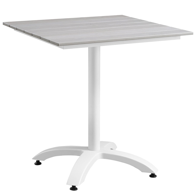 Pemberly Row Outdoor Dining Table in White and Light Gray