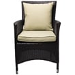Pemberly Row Patio Dining Arm Chair in Espresso and Beige
