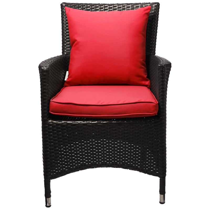 Pemberly Row  Patio Dining Arm Chair in Espresso and Red