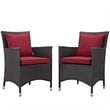 Pemberly Row  Patio Dining Chair in Espresso and Red (Set of 2)