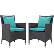 Pemberly Row  Patio Dining Chair in Espresso and Turquoise (Set of 2)