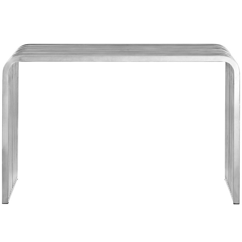 Pemberly Row Pipe Metal Console Table in Silver