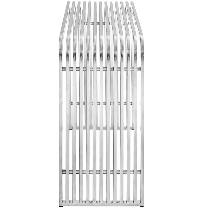 Pemberly Row Pipe Metal Console Table in Silver