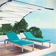 Pemberly Row Modern Fabric Patio Chaise Lounge in Turquoise (Set of 2)