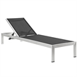 Pemberly Row Modern Aluminum Outdoor Chaise Lounge in Black/Silver