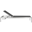 Pemberly Row Modern Aluminum Outdoor Chaise Lounge in Black/Silver