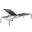 Pemberly Row Modern Aluminum Outdoor Chaise Lounge in Black/Silver