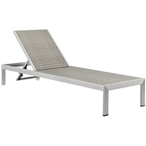 pemberly row modern aluminum outdoor chaise lounge in gray/silver/brown