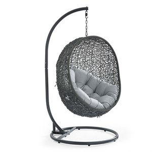 pemberly row  outdoor patio swing chair with stand in gray