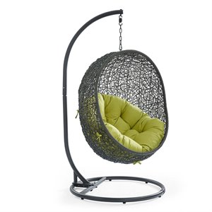 pemberly row  outdoor patio swing chair with stand in gray peridot