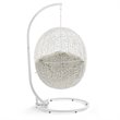 Pemberly Row Modern Metal Outdoor Swing Chair with Stand in White/Beige