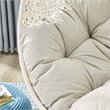 Pemberly Row Modern Metal Outdoor Swing Chair with Stand in White/Beige
