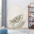 Pemberly Row Modern Metal Outdoor Swing Chair with Stand in White/Beige