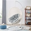 Pemberly Row Modern Metal Outdoor Swing Chair with Stand in White/Gray