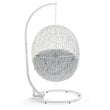 Pemberly Row Modern Metal Outdoor Swing Chair with Stand in White/Gray