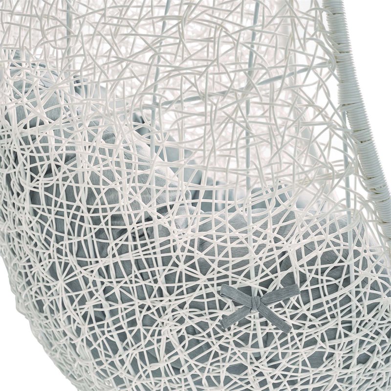 Pemberly Row Modern Metal Outdoor Swing Chair with Stand in White/Gray