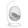 Pemberly Row Modern Metal Outdoor Swing Chair with Stand in White/Gray