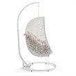 Pemberly Row Modern Metal Outdoor Swing Chair with Stand in White/Mocha