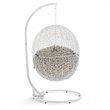 Pemberly Row Modern Metal Outdoor Swing Chair with Stand in White/Mocha