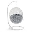Pemberly Row Modern Metal Outdoor Swing Chair with Stand in White/Navy