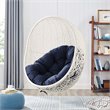 Pemberly Row Modern Metal Outdoor Swing Chair with Stand in White/Navy