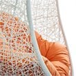 Pemberly Row Modern Metal Outdoor Swing Chair with Stand in White/Orange