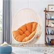 Pemberly Row Modern Metal Outdoor Swing Chair with Stand in White/Orange