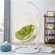 Pemberly Row Modern Metal Outdoor Swing Chair with Stand in White/Peridot