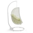 Pemberly Row Modern Metal Outdoor Swing Chair with Stand in White/Peridot