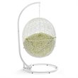 Pemberly Row Modern Metal Outdoor Swing Chair with Stand in White/Peridot