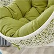 Pemberly Row Modern Metal Outdoor Swing Chair with Stand in White/Peridot