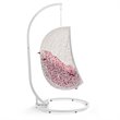 Pemberly Row Modern Metal Outdoor Swing Chair with Stand in White/Red