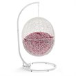 Pemberly Row Modern Metal Outdoor Swing Chair with Stand in White/Red