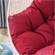 Pemberly Row Modern Metal Outdoor Swing Chair with Stand in White/Red